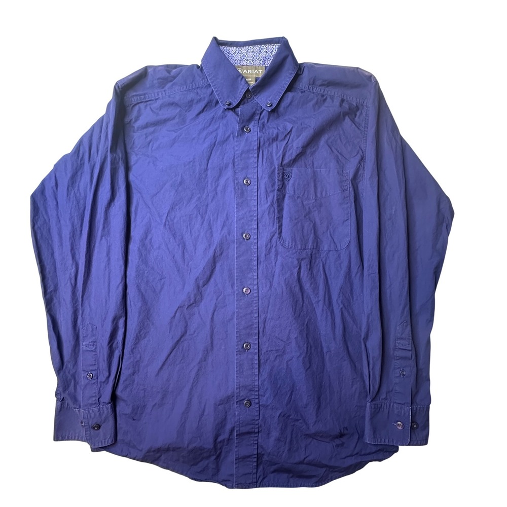 Ariat Shirt Mens M‎ Purple Button Down Long Sleeve Western Cotton Casual Pocket